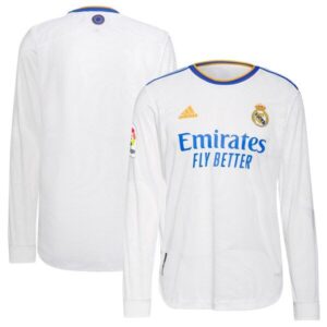 Real Real Madrid 2021 Home Authentic Patch Long Sleeve Jersey - White
