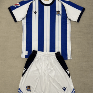 Real Sociedad 2025/26 Home Kids Jersey And Shorts Kit